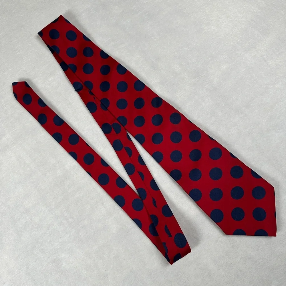 Oak Creek‎ Silk Red and Blue Polka Dot Tie Italy pattern fun vintage wedding